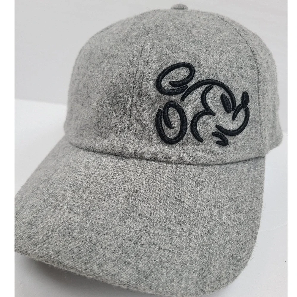 Disney Parks Mickey Mouse Wool Blend Baseball Cap Gray Adjustable Adult Hat